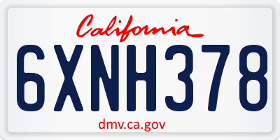 CA license plate 6XNH378