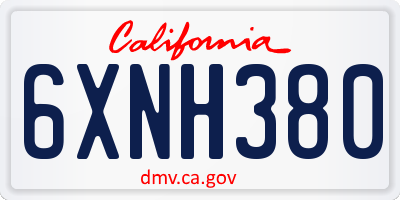 CA license plate 6XNH380