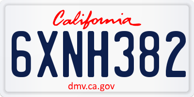 CA license plate 6XNH382