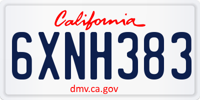 CA license plate 6XNH383