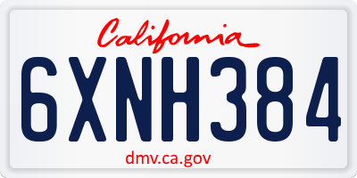 CA license plate 6XNH384