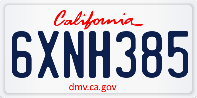 CA license plate 6XNH385