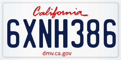 CA license plate 6XNH386