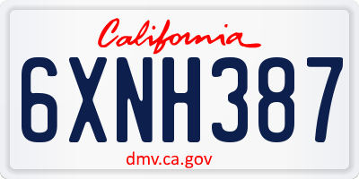 CA license plate 6XNH387