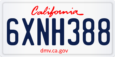 CA license plate 6XNH388