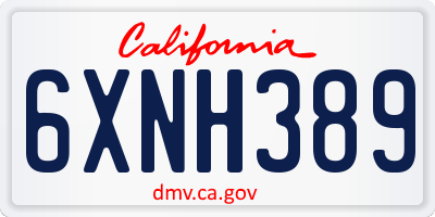 CA license plate 6XNH389