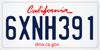 CA license plate 6XNH391