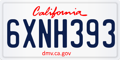 CA license plate 6XNH393