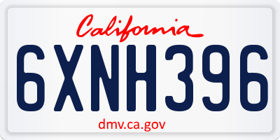 CA license plate 6XNH396