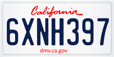 CA license plate 6XNH397