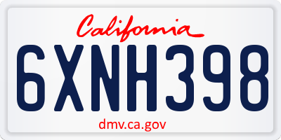 CA license plate 6XNH398