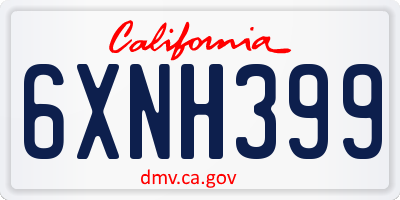 CA license plate 6XNH399