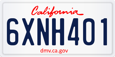 CA license plate 6XNH401