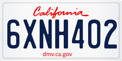 CA license plate 6XNH402