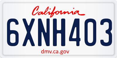 CA license plate 6XNH403