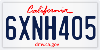 CA license plate 6XNH405
