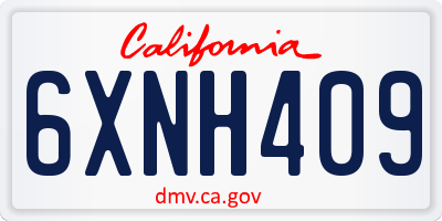 CA license plate 6XNH409