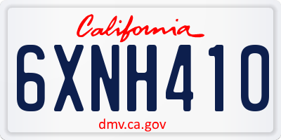 CA license plate 6XNH410