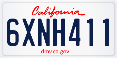 CA license plate 6XNH411