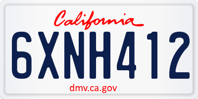 CA license plate 6XNH412