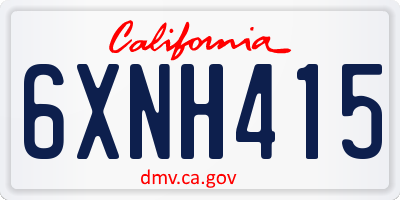 CA license plate 6XNH415