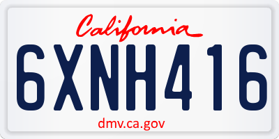 CA license plate 6XNH416