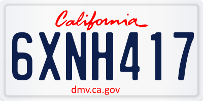 CA license plate 6XNH417