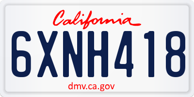 CA license plate 6XNH418