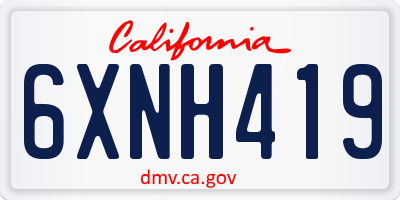 CA license plate 6XNH419