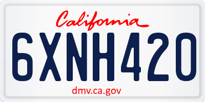 CA license plate 6XNH420