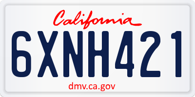 CA license plate 6XNH421
