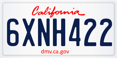 CA license plate 6XNH422