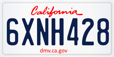 CA license plate 6XNH428