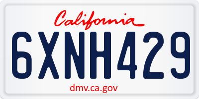 CA license plate 6XNH429