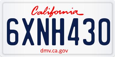 CA license plate 6XNH430