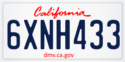 CA license plate 6XNH433