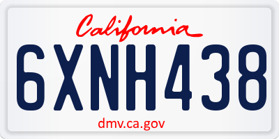 CA license plate 6XNH438