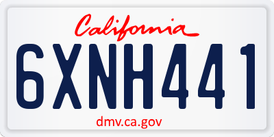 CA license plate 6XNH441