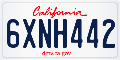 CA license plate 6XNH442