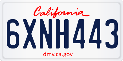 CA license plate 6XNH443