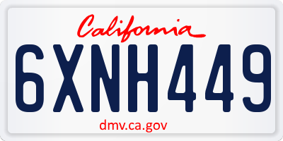 CA license plate 6XNH449