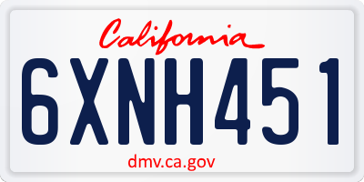 CA license plate 6XNH451