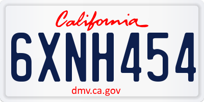 CA license plate 6XNH454