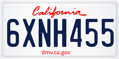 CA license plate 6XNH455