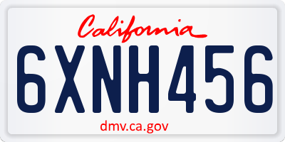 CA license plate 6XNH456