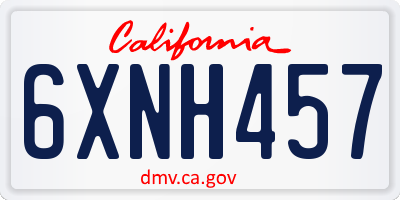 CA license plate 6XNH457