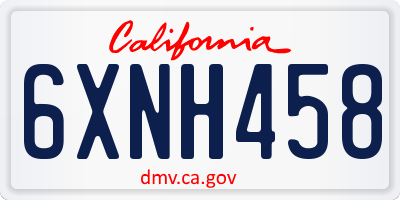 CA license plate 6XNH458