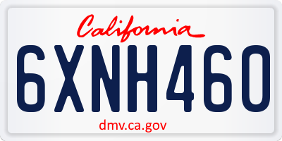 CA license plate 6XNH460