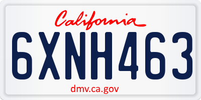 CA license plate 6XNH463