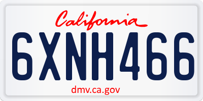CA license plate 6XNH466